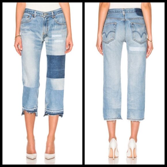 💕NILI LOTAN💕 Franki Patchwork Reworked Crop Jeans ~ Vintage Indigo 26 - Picture 3 of 16